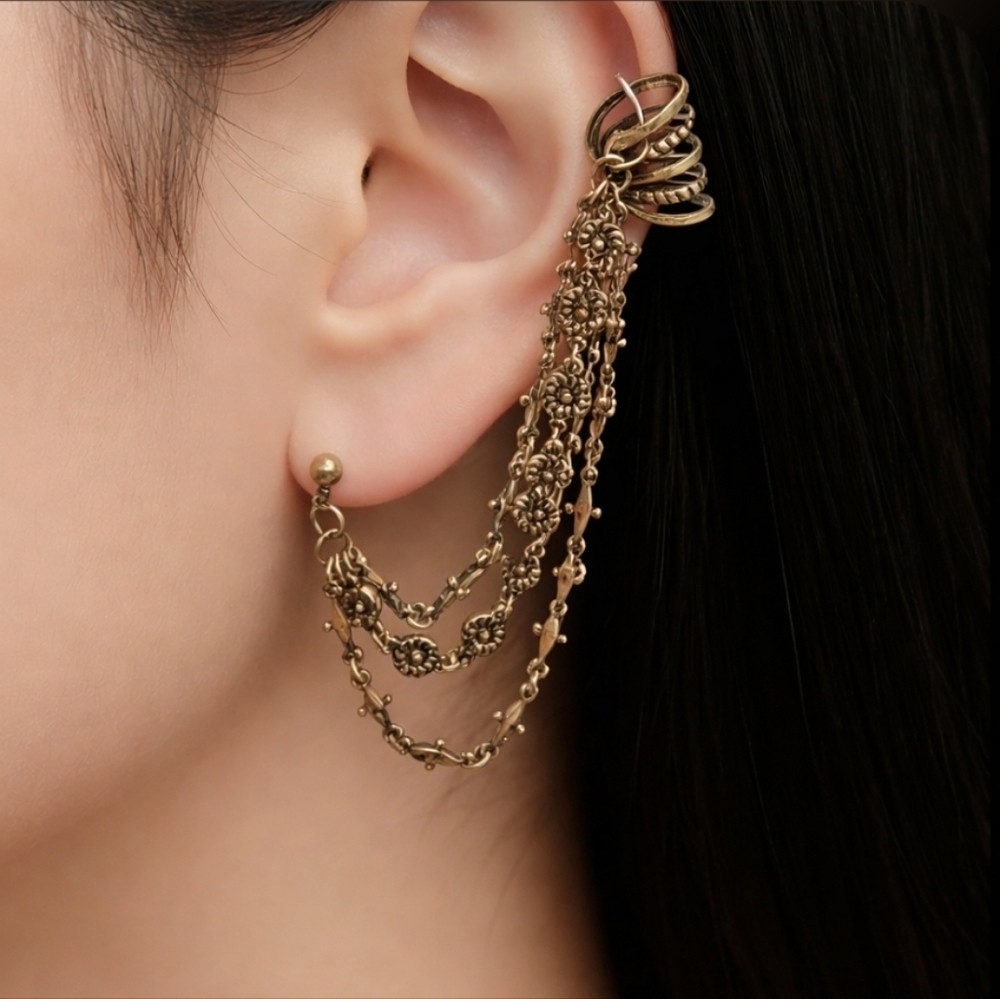 Free People Gold Ear Party Cuff Bohemian